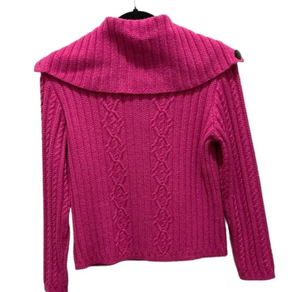 Anne Klein Cardigan Women Size M Pink Excellent Cable Knit Portrait Collar - Picture 4 of 9